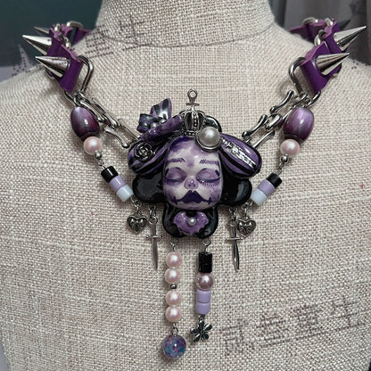 Choker-two three children's necklace niche original doll design dark goth punk exquisite heavy industry choker collarbone chain