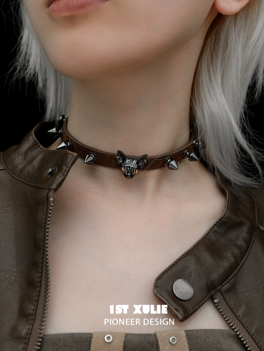 Sharp Punk Cat Studded Choker