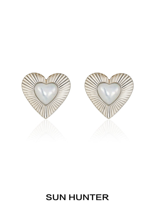 Vintage Heart Fritillary Stud Earrings