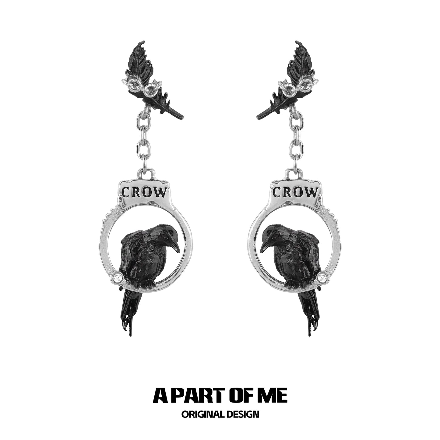 Gothic Crow Handcuff Earrings