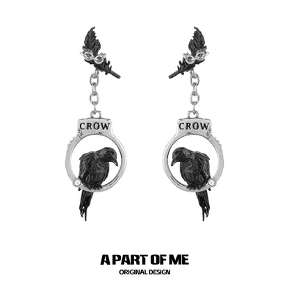 Gothic Crow Handcuff Earrings