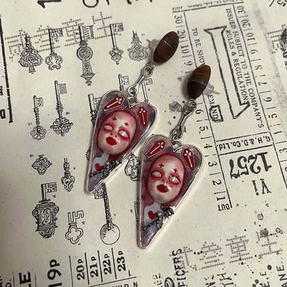 Earrings & Ear Cuffs - Original Design Pink Love Earrings Sweet Cool Girly Dopamine Doll Sweet Cool Earrings Ear Clips