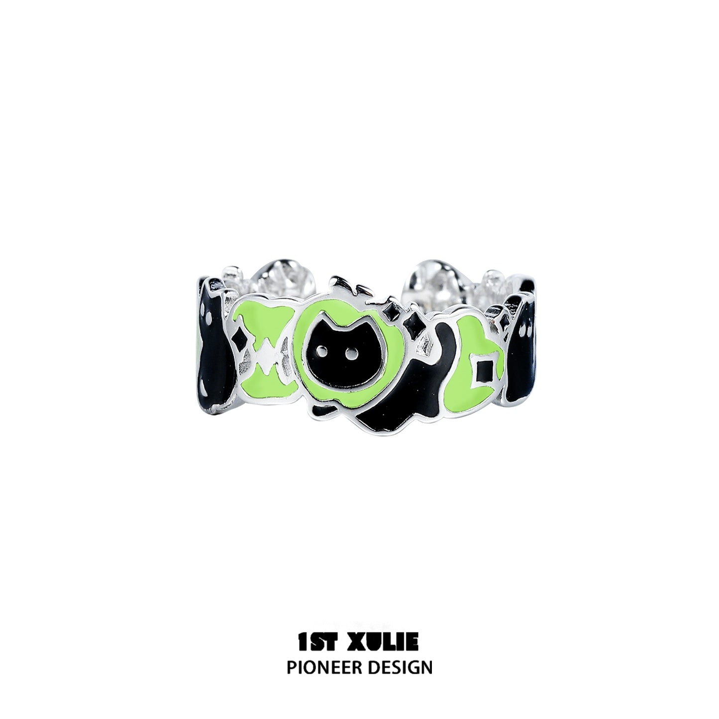 Apple Cat & Dog Paradise Silver Ring