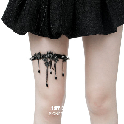 Gothic Black Removable Rose Leg Chain