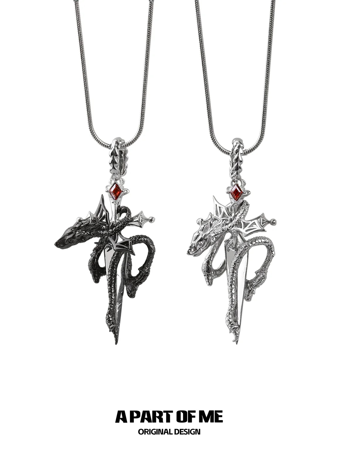 Ruby Dragon Sword Necklace