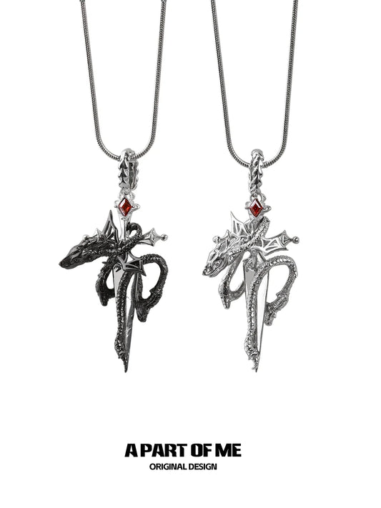 Ruby Dragon Sword Necklace
