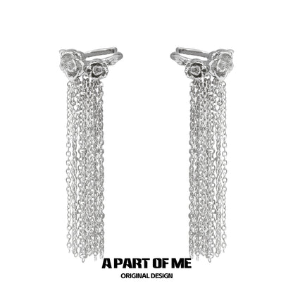 Floral Heart Fringe Ear Cuffs