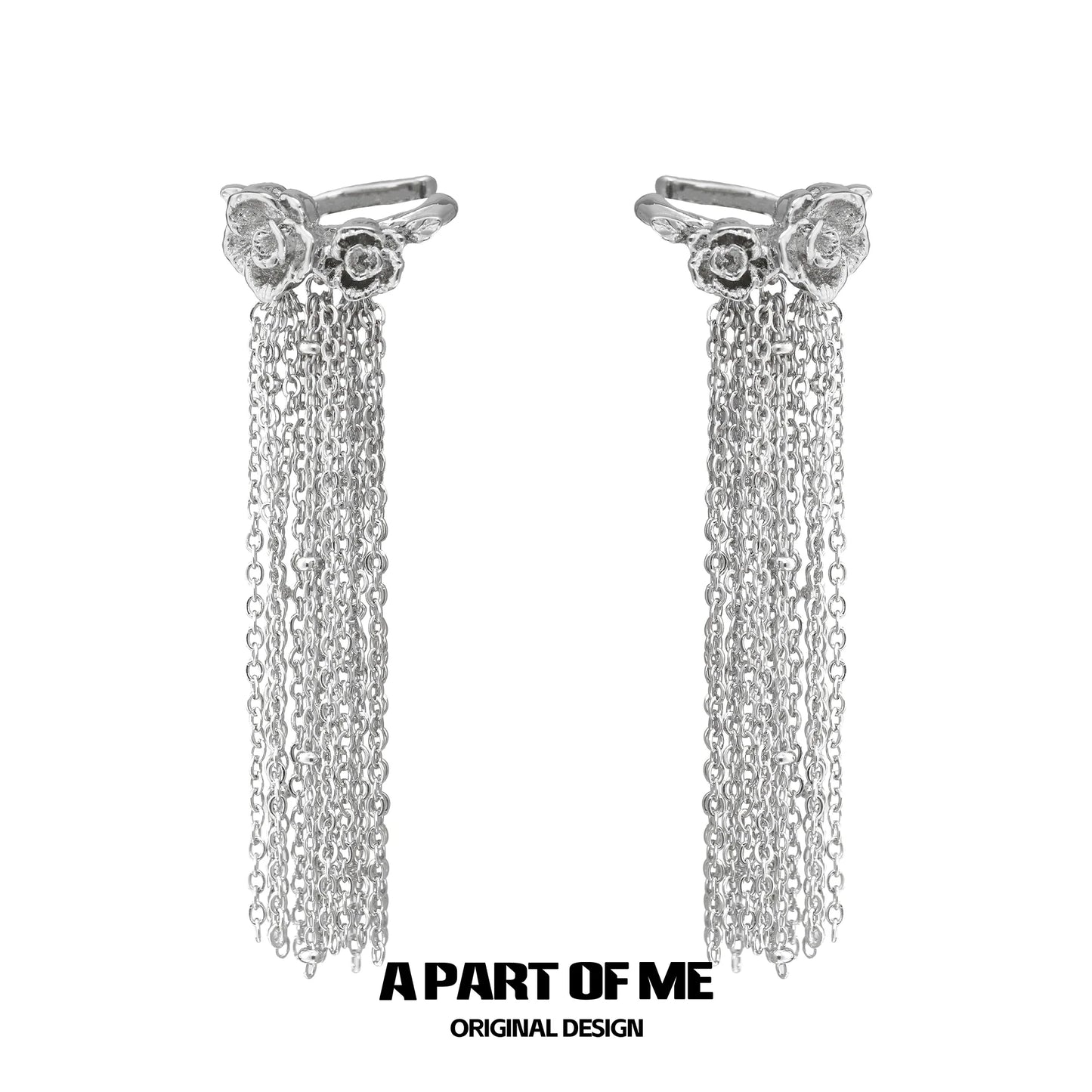 Floral Heart Fringe Ear Cuffs