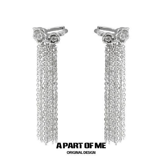 Floral Heart Fringe Ear Cuffs