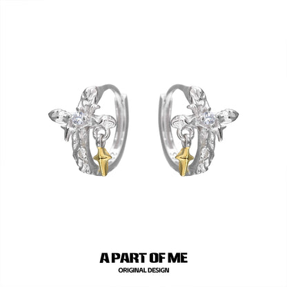 Luminous Cross Silver Earrings