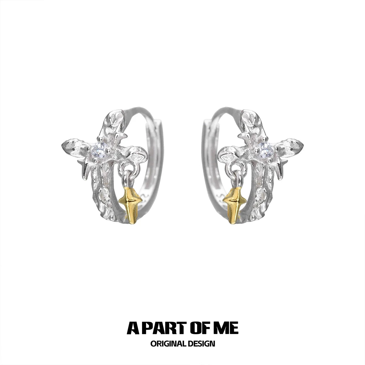 Luminous Cross Silver Earrings