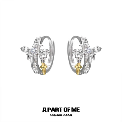 Luminous Cross Silver Earrings