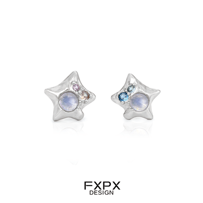 FXPX Y2K star earrings with colorful gemstones for a trendy and stylish look
