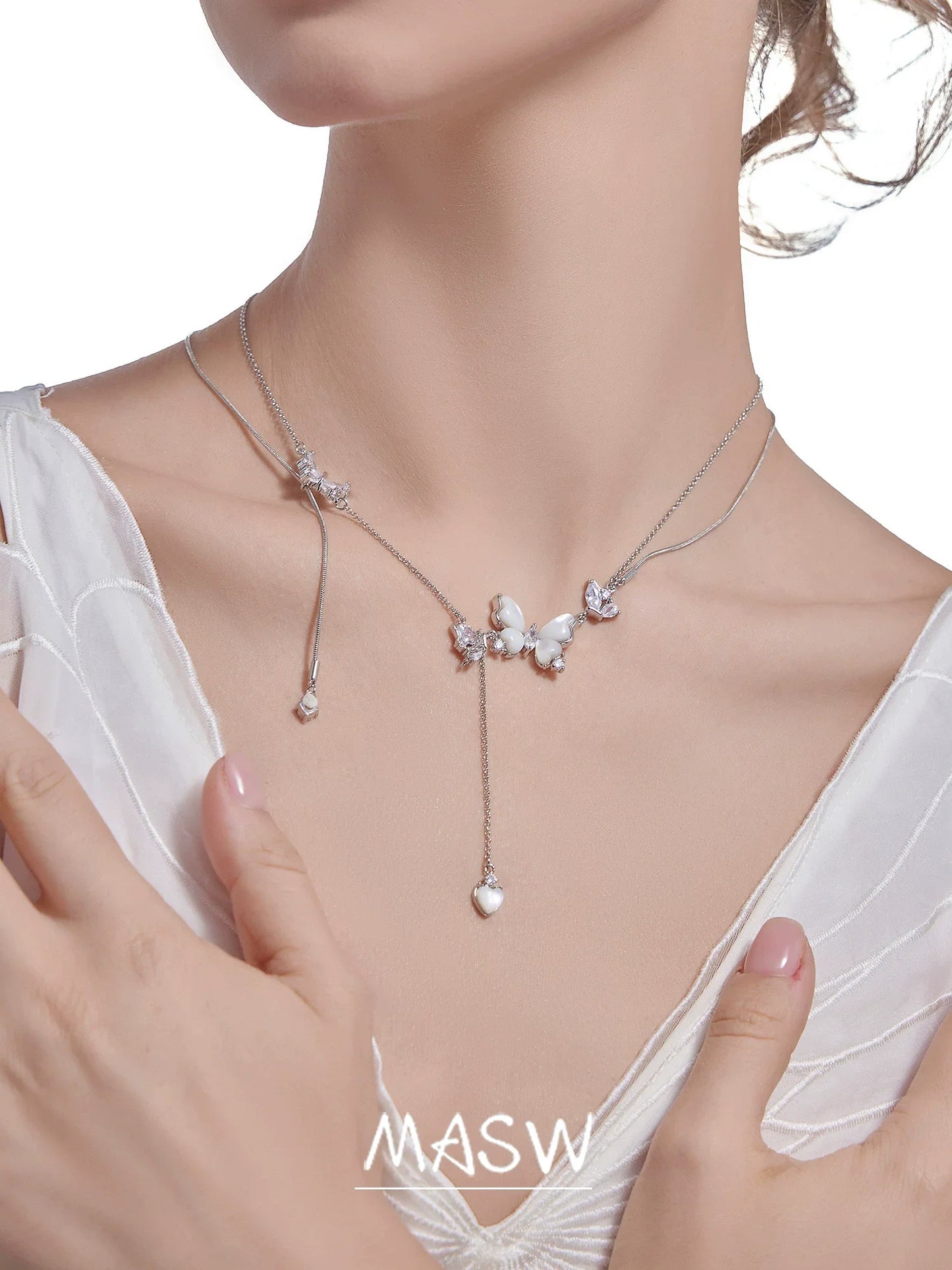 White Fritillary Butterfly Necklace