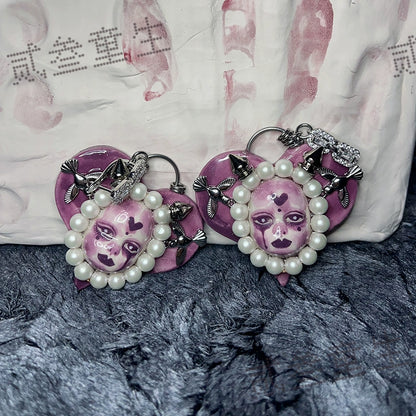 Necklaces-Ersan Tongsheng Original Heavy Industry Original Design Love Beaded Niche Spice Girl Earrings Heavy Industry Necklace