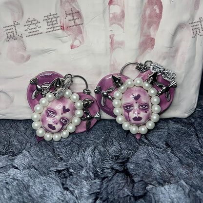 Necklaces-Ersan Tongsheng Original Heavy Industry Original Design Love Beaded Niche Spice Girl Earrings Heavy Industry Necklace