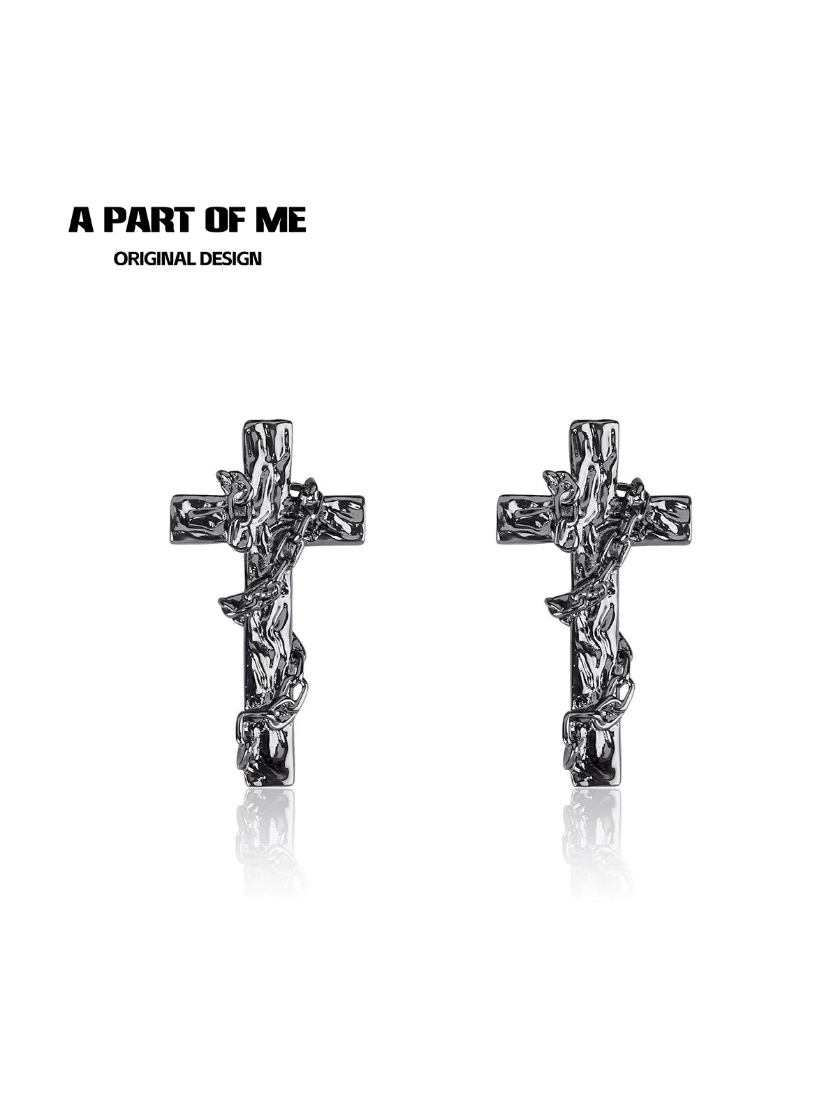 Textured Rattan Cross Earrings