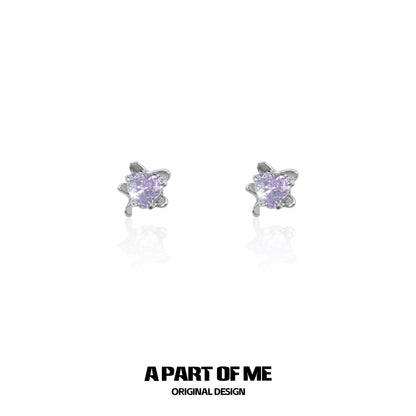 Purple Rose Heart Earrings