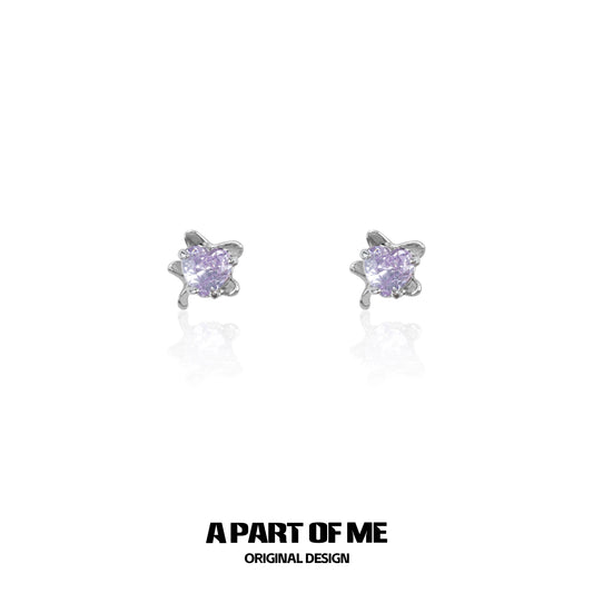 Purple Rose Heart Earrings