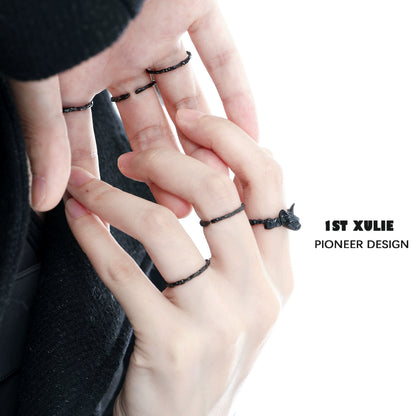 Y2K Black Humor Silver Ring