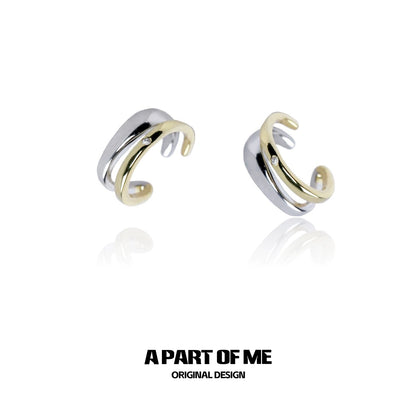 Two-Tone Diamond Accent Ear Clips
