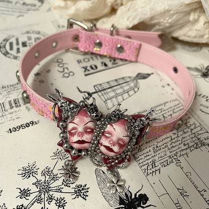 Choker-Ersan Tongsheng original Chinese punk niche design collarbone chain choker neck chain retro doll dark necklace