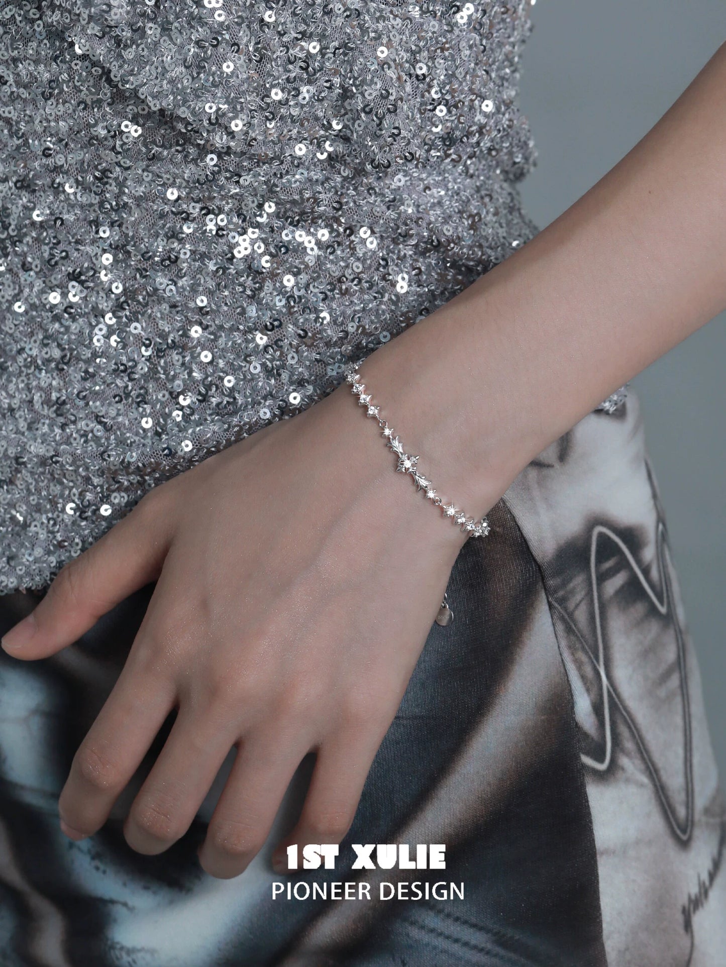 Shining Four-Point Star Silver Bracelet