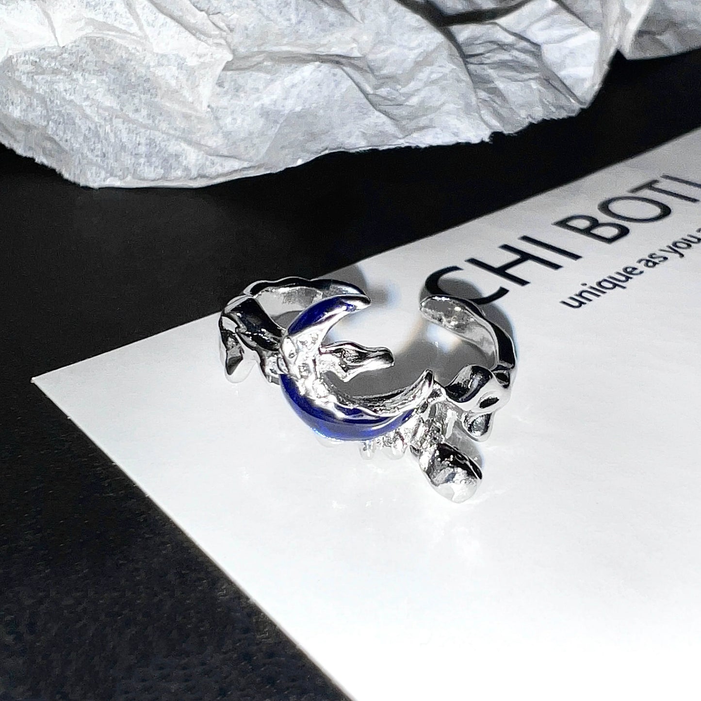 "Moon Clouds" Blue Ring