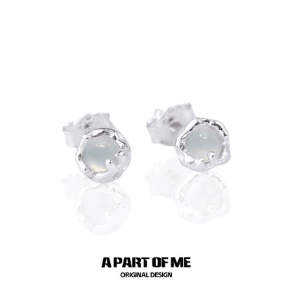 Frosted Whisper Agate Stud Earrings