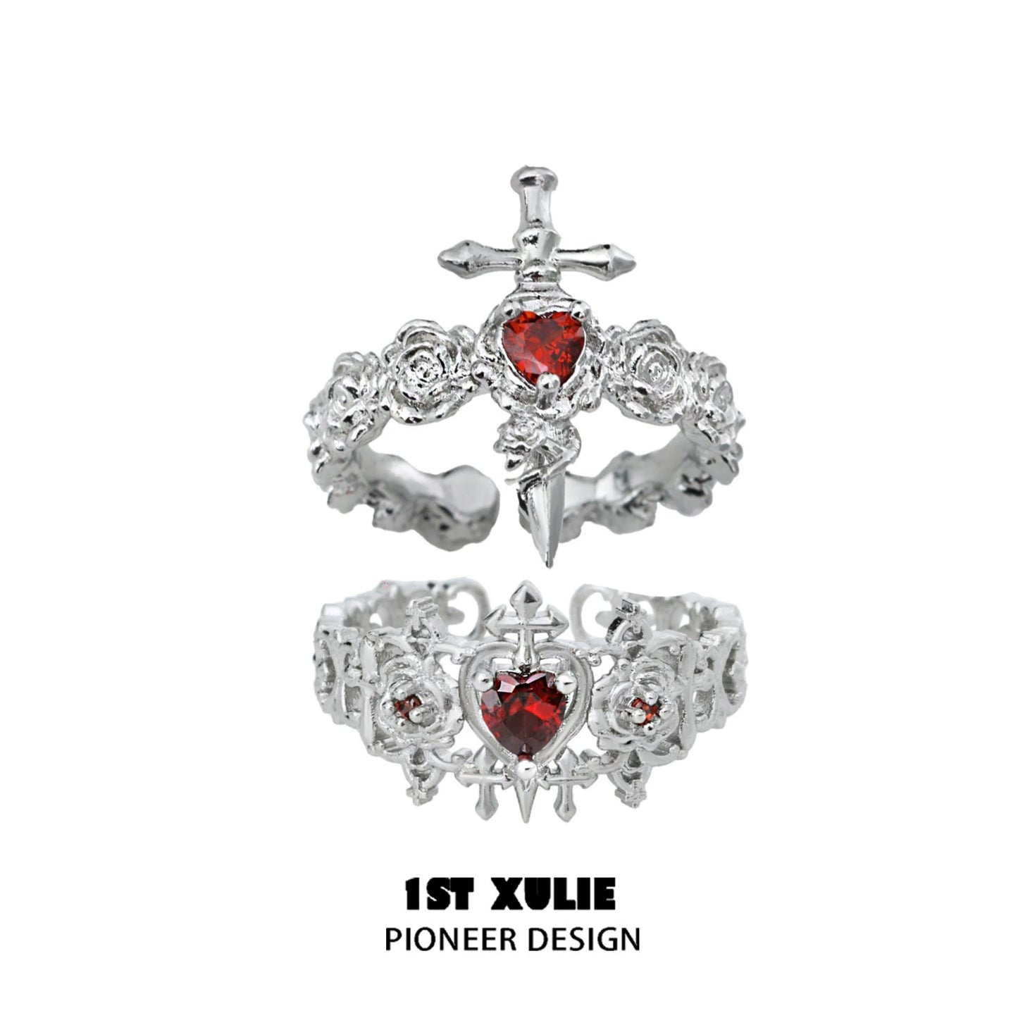 Gothic Taboo Rose Couple Rings