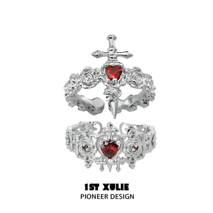 Gothic Taboo Rose Couple Rings