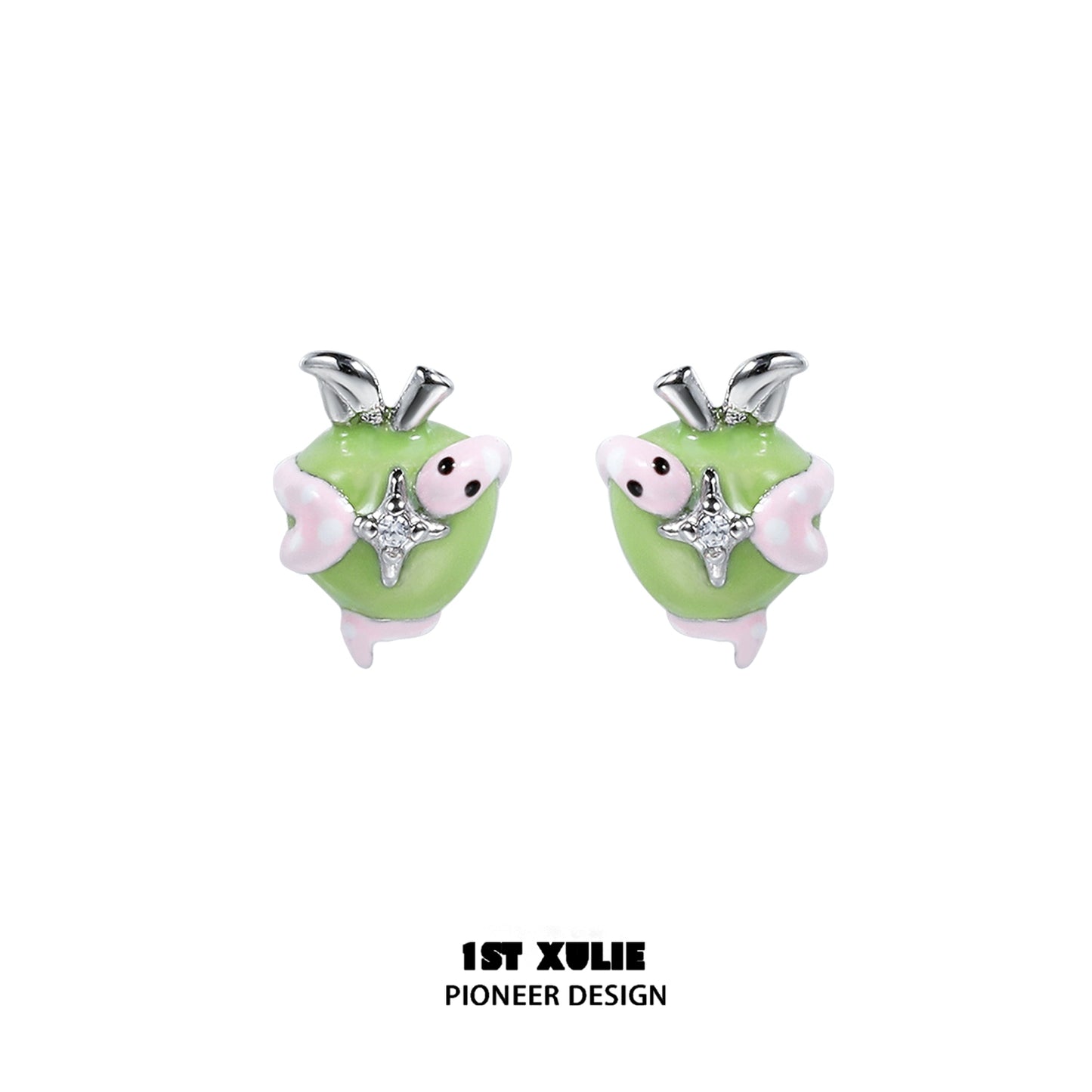 Cute Snake's Kiss Apple Earrings