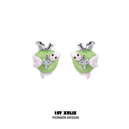 Cute Snake's Kiss Apple Earrings