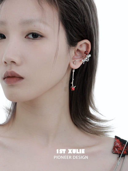 Y2K Rose Bloom Silver Earrings