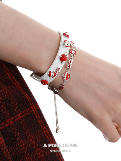 Apple Planet White Leather Bracelet