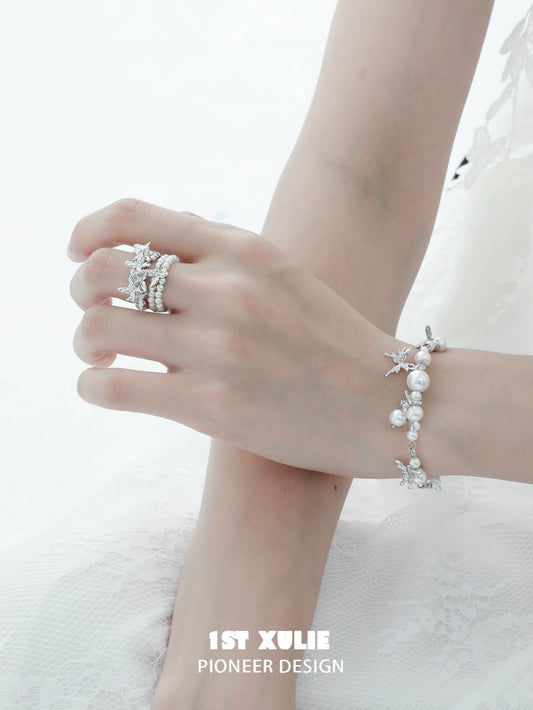 Elegant Pearl  Butterfly Ring