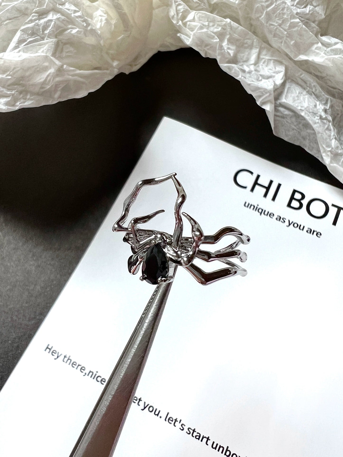 "Dark Spider" Zircon Ring
