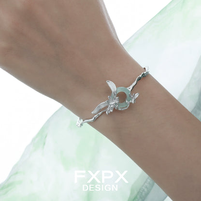 Spring Iris Silver Bracelet