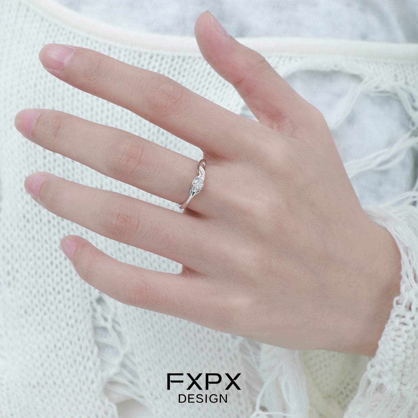 Graceful White Zircon Ring