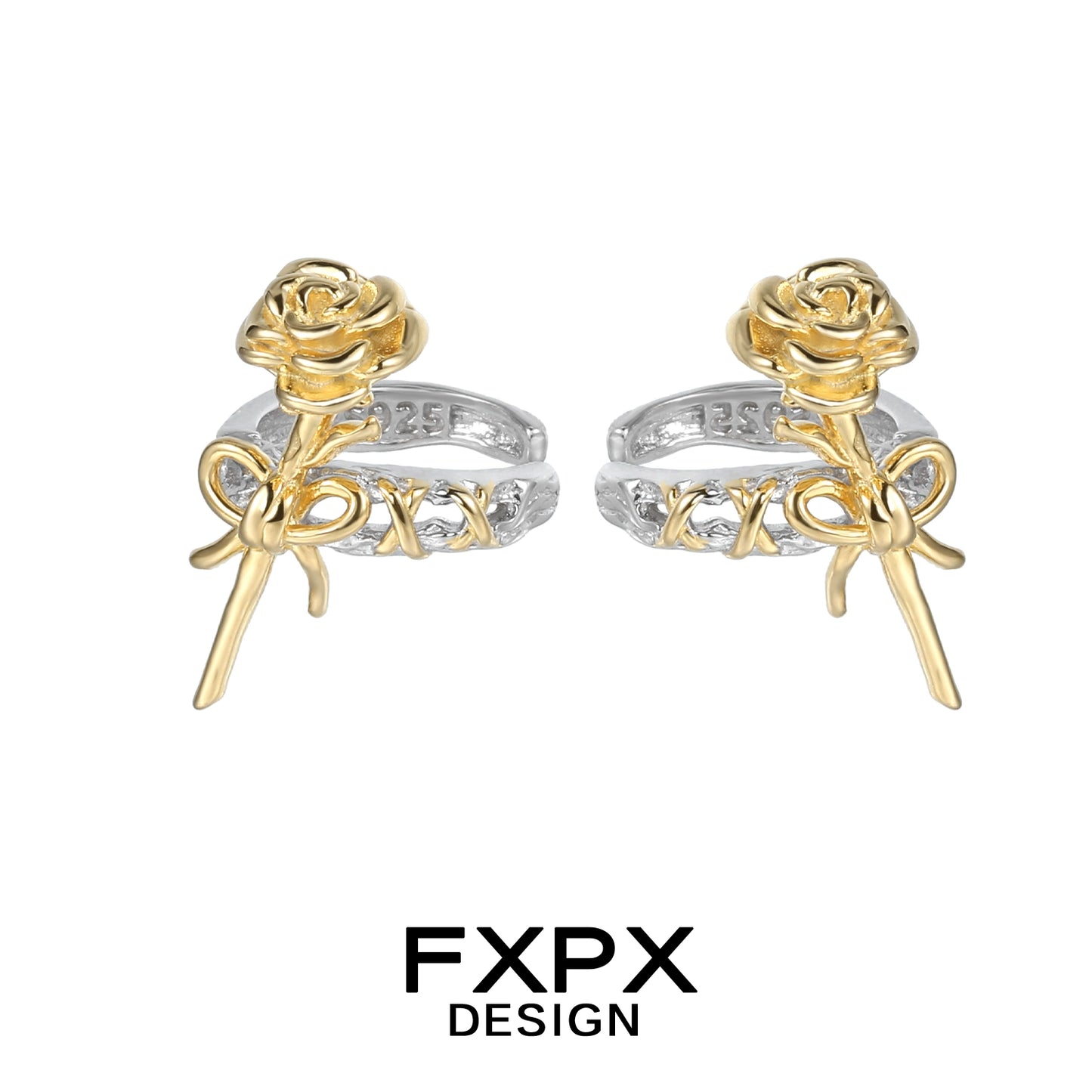 Y2K Golden Rose Ear Cuff