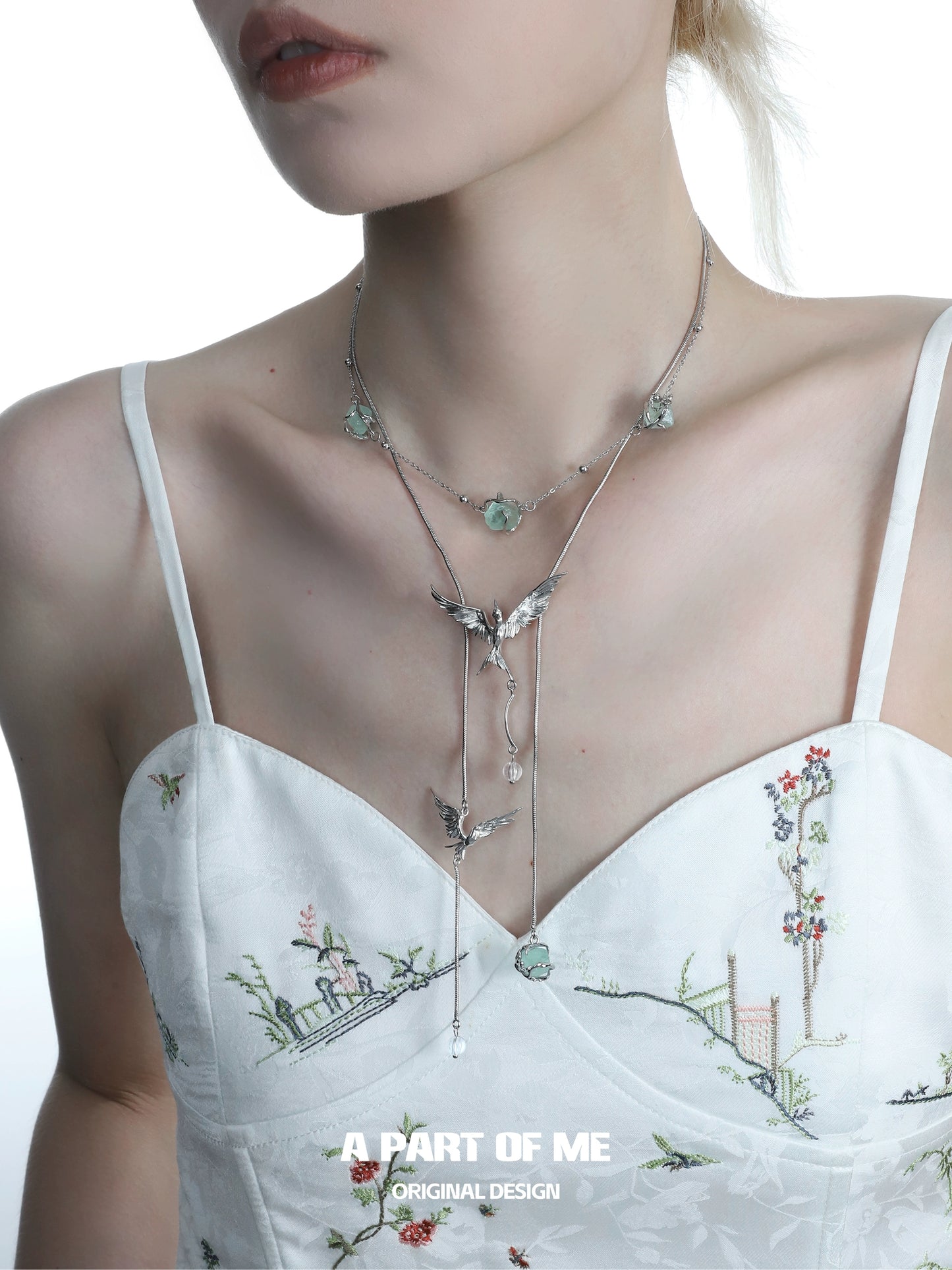 Flying Bird Fluorite Necklace