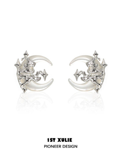 Midnight Moonlit Orchid Earrings