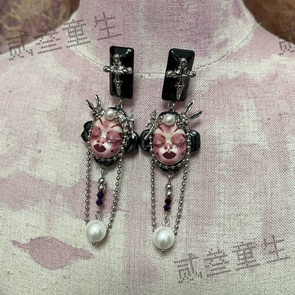 Earrings & Ear Cuffs-Two Three Children's Original Doll Earrings Dark Gothic Sweet Cool Niche Premium Dark Stud Earrings Sweet Cool Earrings