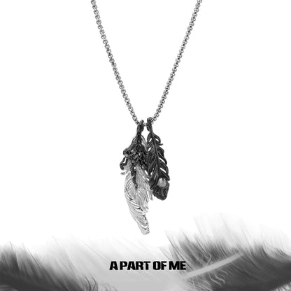 Black White Feather Pendant