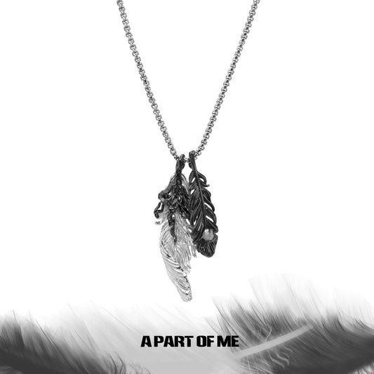 Black White Feather Pendant