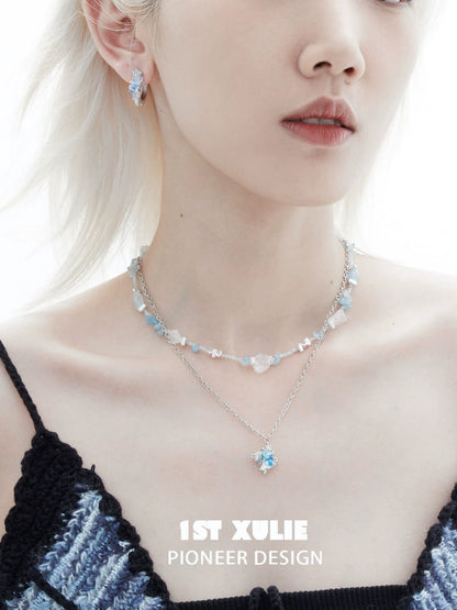 Ice Century Sea Crystal Ear Clips