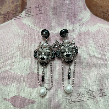 Earrings & Ear Cuffs-Two Three Children's Original Doll Earrings Dark Gothic Sweet Cool Niche Premium Dark Stud Earrings Sweet Cool Earrings