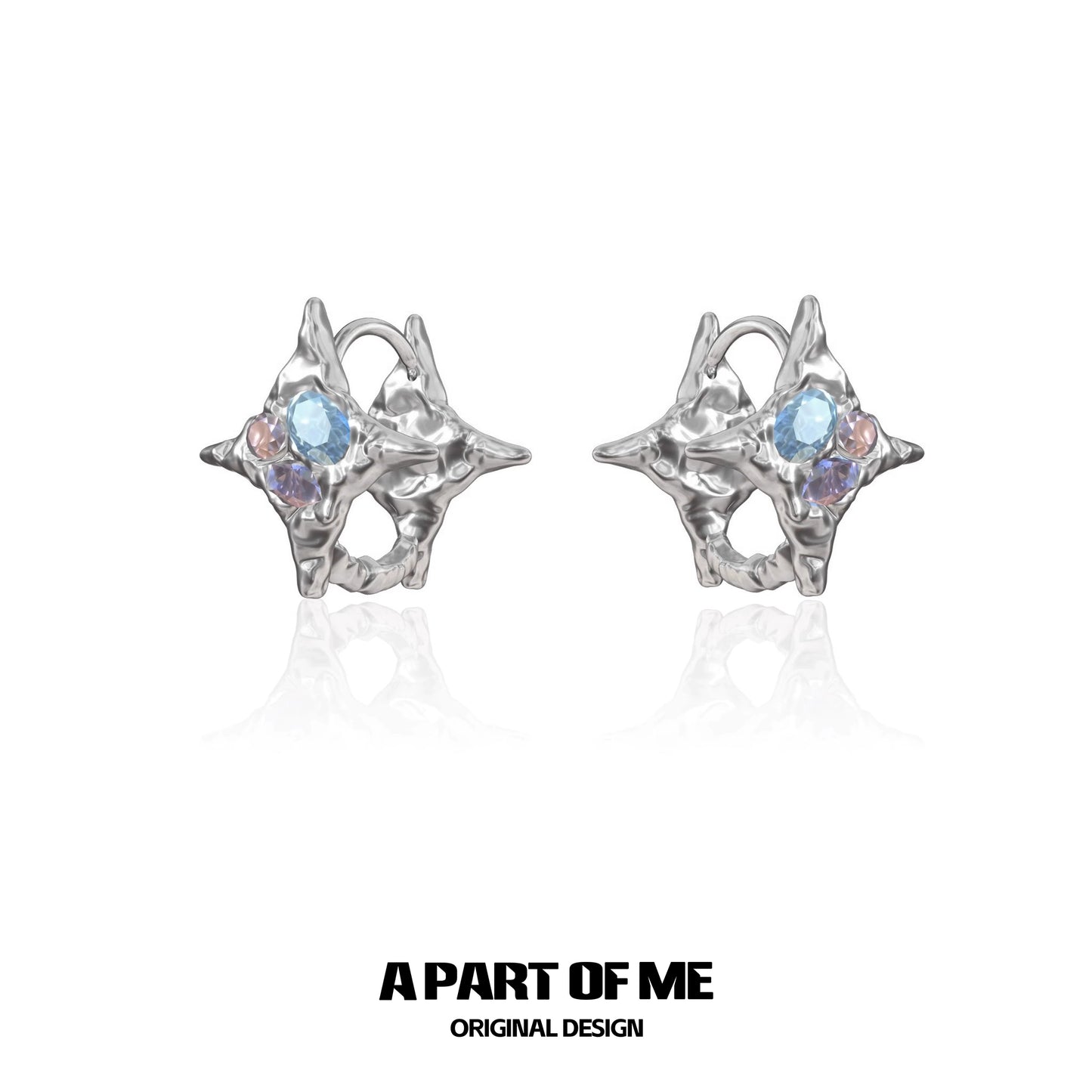 Rainbow Zircon Star Stud Earrings