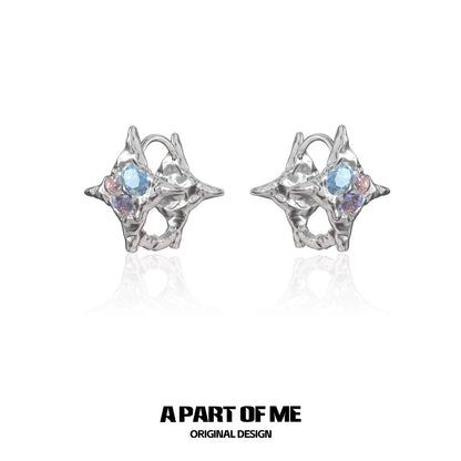 Rainbow Zircon Star Stud Earrings