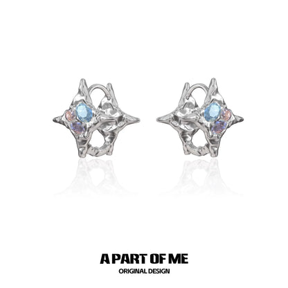Rainbow Zircon Star Stud Earrings